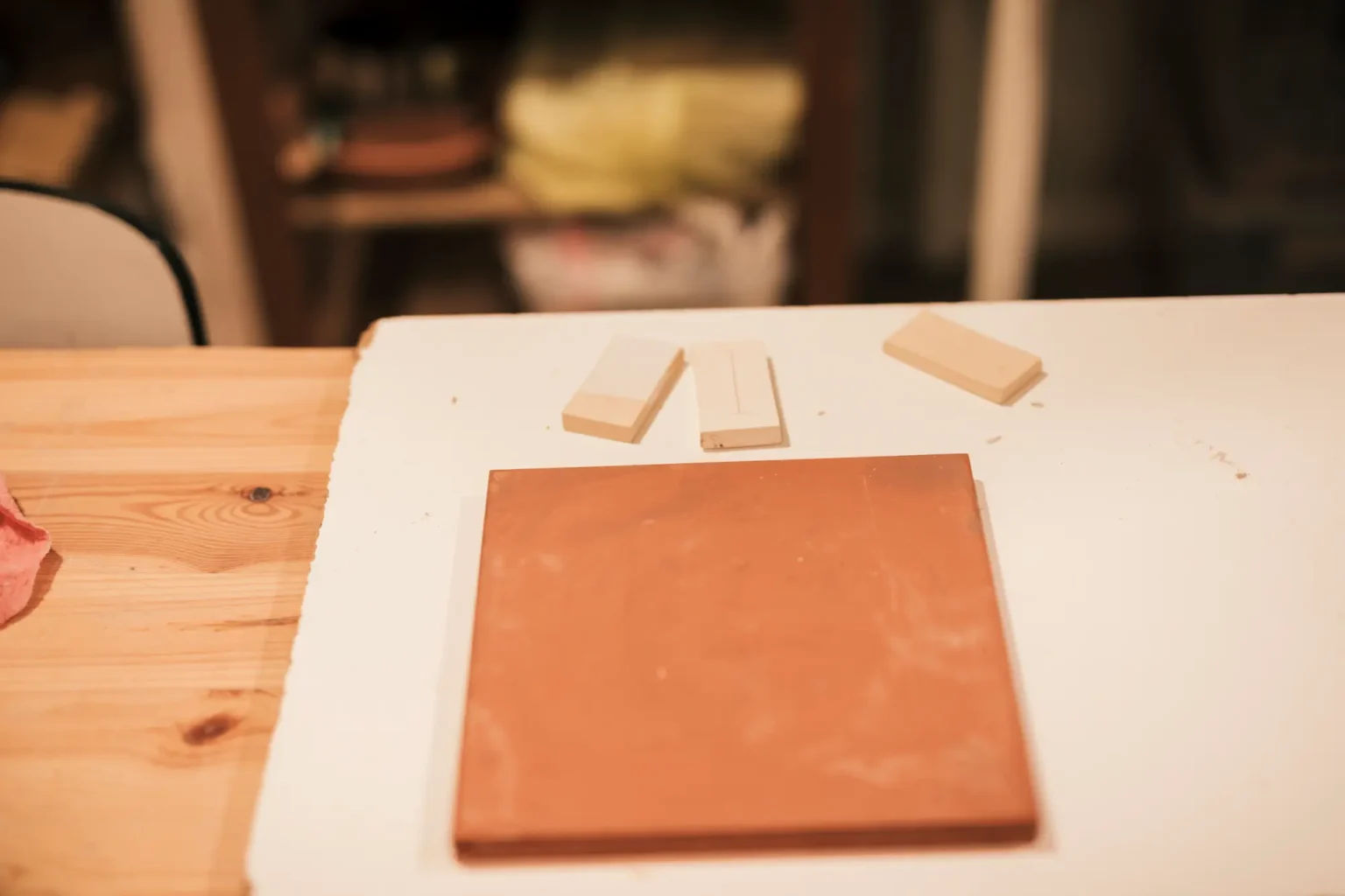 Baldosa de cerámica sobre una mesa